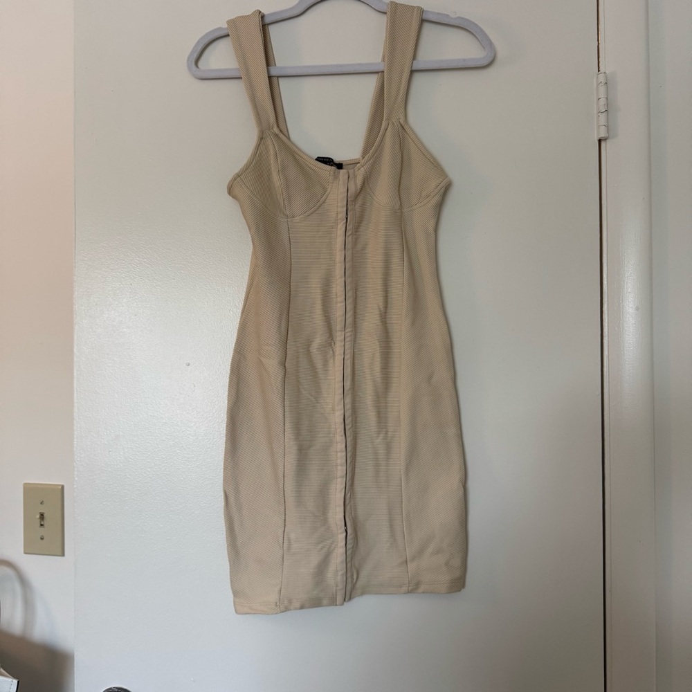 Forever 21 Tan Sheath Mini Dress Scoop Neck Sleeveless